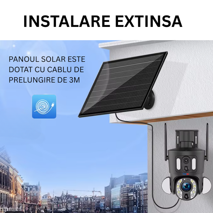 Camera de Supraveghere WiFi, Rezolutie 6MP, Alimentare Solara, ZOOM Optic 20X, Detectie Umana, IP66 - Taggo.ro