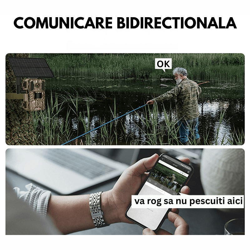 Camera de supraveghere solară 4G Taggo cu 16MP foto, 4MP video, detectie miscare, audio bidirecțional și carcasă IP66