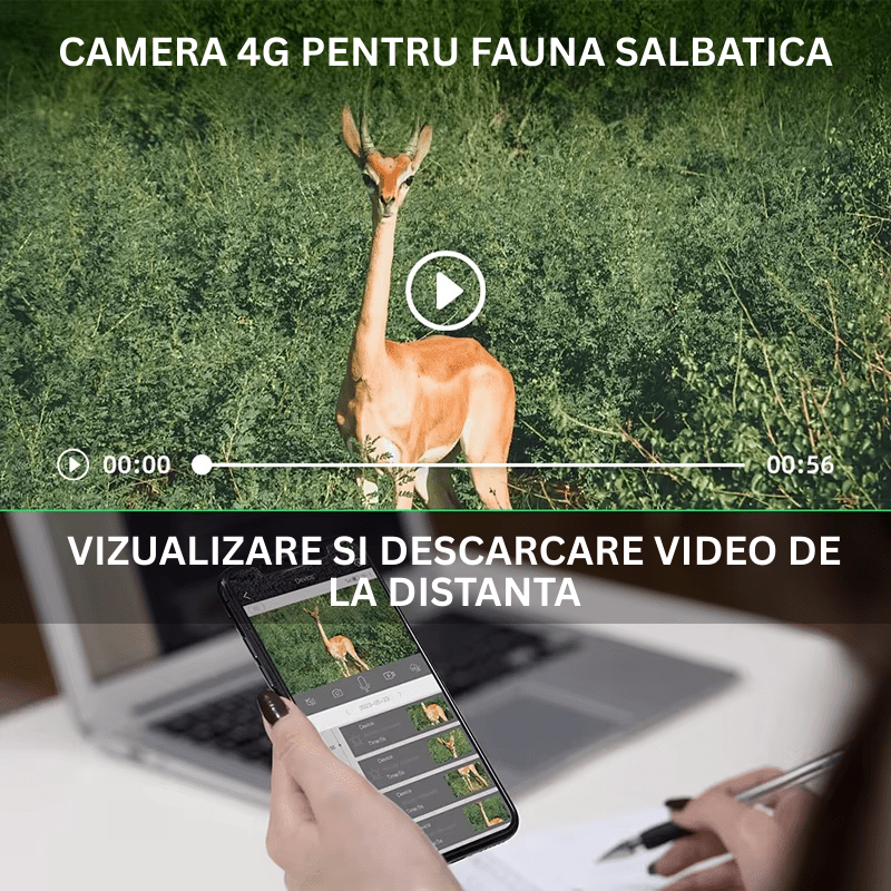 Camera de supraveghere solară 4G Taggo cu GPS, 16MP foto, 4MP video, panou solar, baterie 7800mAh, detectie mișcare, IP65