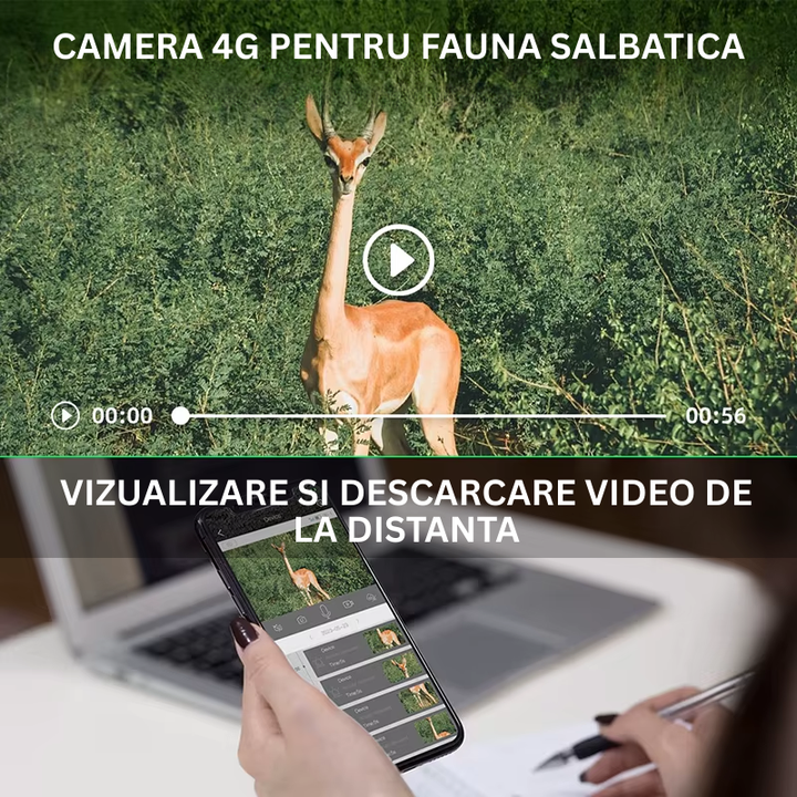 Camera Supraveghere Solara 4G cu GPS, 16MP Foto, 4MP Video, Panou Solar 4W, Baterie 7800mAh, Detectie Miscarе, Audio Bidirectional, IP65 - Taggo.ro