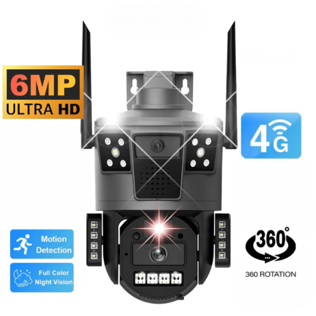 Camera de supraveghere 4G Taggo cu viziune nocturnă, rezistentă la apă IP66 și control din aplicație, cu cartelă SIM.