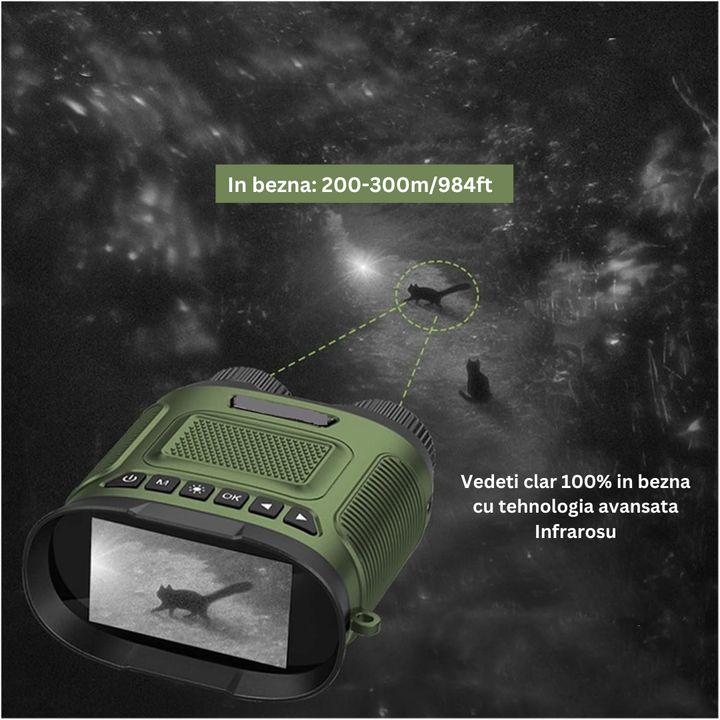 Binoclu Digital Profesional cu Night Vision de Vanatoare 2.5K, Zoom 8X, Ecran LCD, Acumulator, Vedere in noapte 300m, Verde - Taggo.ro