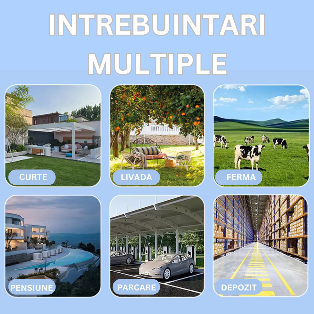 Camera supraveghere 4G 4K Ultra HD cu zoom 50X, dual lens, încărcare solară, rotire din aplicație, rezistentă la apă IP66.