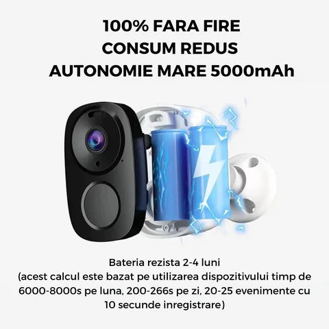 Camera de supraveghere 4G Cartela SIM 2K, 4MP, Baterie incorporata, Control din aplicatie,Rezistenta la apa IP66 - Taggo.ro