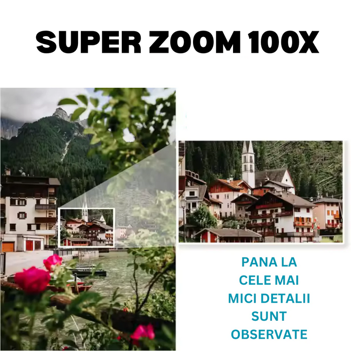 Camera de supraveghere 4G 10K, 20MP, Zoom 100X, 5 lentile, Control din aplicatie, Comunicare bidirectionala, Urmarire automata, Multi lens - Taggo.ro