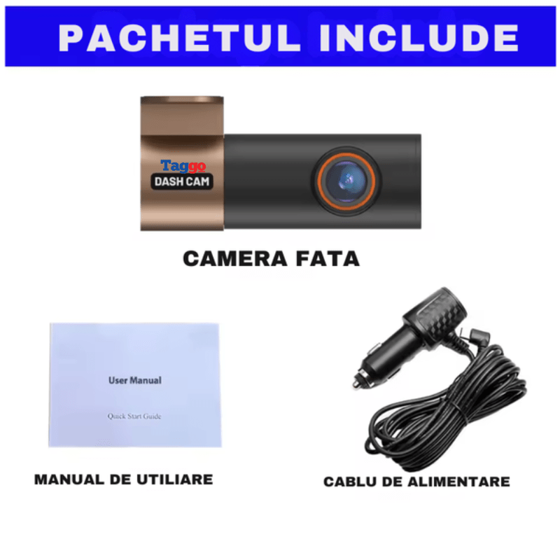 Camera auto DVR 2K Full HD cu WiFi 2.4GHz și senzor de impact, pentru înregistrare sigură în mașină de la Taggo.ro
