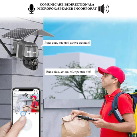 Camera Supraveghere cu Cartela Sim si Panou Solar 4G, Rezolutie 5MP, Rezistenta la Apa, Control din Aplicatie - Taggo.ro