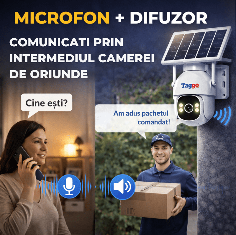 Camera de Supraveghere Solara Exterior 4G Cartela SIM 3 MP, 12X zoom, Full HD, Panou Solar 10W Rezistenta La Apa IP 66 - Taggo.ro