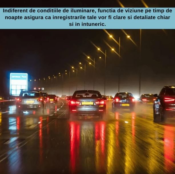 Camera auto Taggo V55PRO 4K cu cameră spate 1080P, WiFi, WDR și viziune nocturnă pentru supraveghere auto.