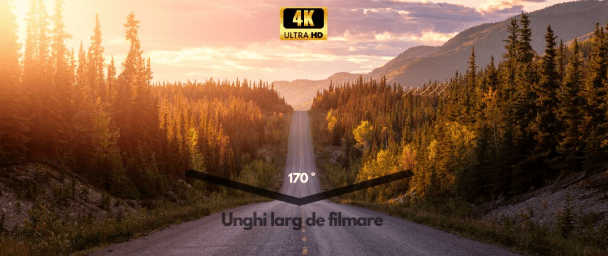 Camera auto Taggo V55PRO 4K cu camera spate 1080P, WiFi, WDR și vedere nocturnă, captură de ecran.