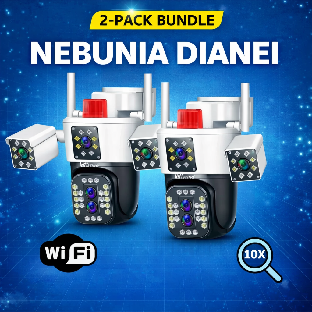 Pachet 2 camere  de supraveghere WIFI 6K Crocodil, 12MP, 4 lentile, ZOOM 10X, Control din aplicatie, Comunicare bidirectionala, Urmarire automata, Multi lens - Taggo.ro