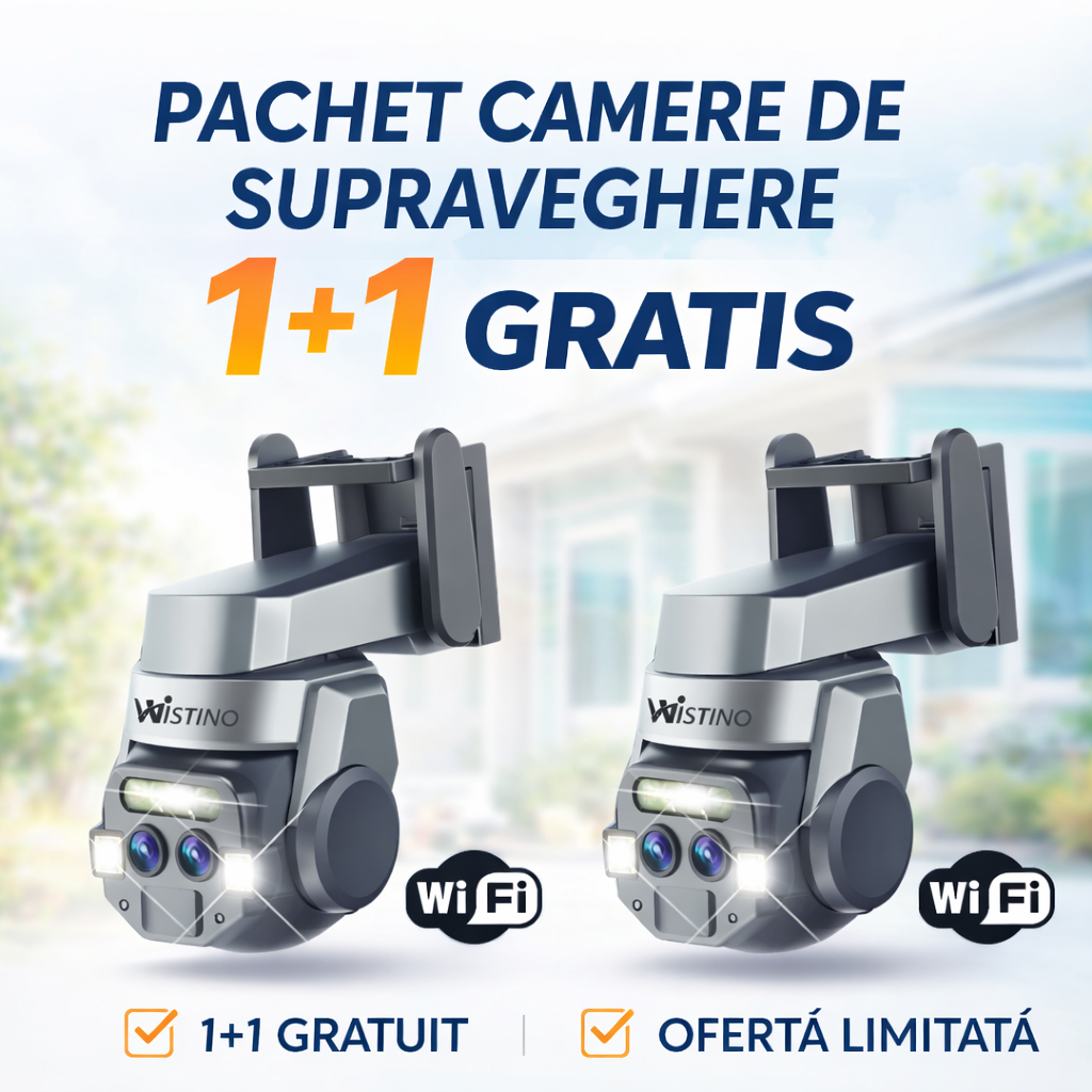 Pachet 1+1 2 x Camere Supraveghere WIFI, 4K, 3MP+3MP, Urmarire automata, 10X ZOOM Automat, Rezistenta La Apa IP 66 - Taggo.ro