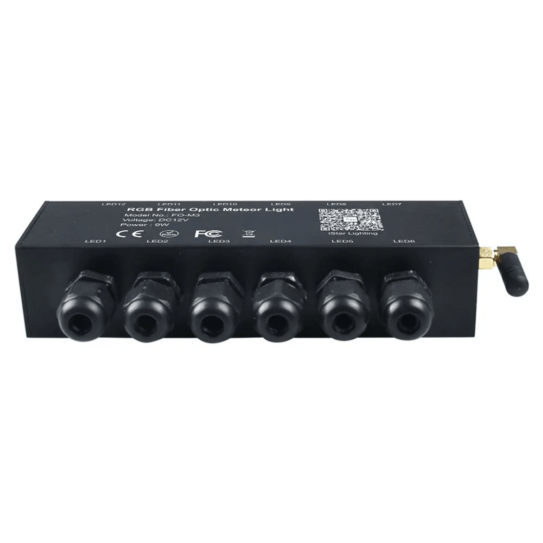 Kit fibra optică Taggo cu 12 canale, efect stele căzătoare și meteorit, RGB, 9W, 500 fire de 3m, diametru 0.75mm
