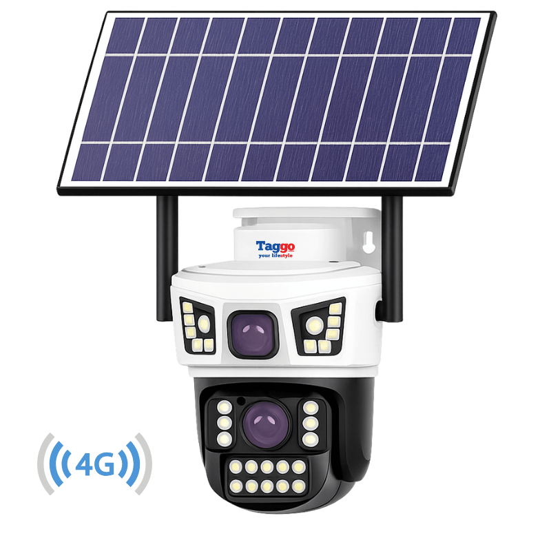 Camera Supraveghere Solara AOV 8MP 4G cu eSIM, 2 Lentile, Monitorizare 24/7, Full Color Noaptea, Alb