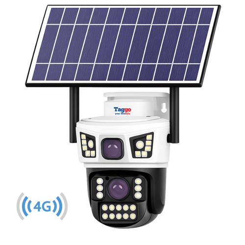 Camera Supraveghere Solara AOV 8MP 4G cu eSIM, 2 Lentile, Monitorizare 24/7, Full Color Noaptea, Alb