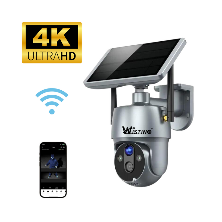 Camera Supraveghere Exterior Wireless 4K Ultra HD, 8MP, Incarcare Solara, Rotire Din Aplicatie, Rezistenta La Apa IP 66 - Taggo.ro