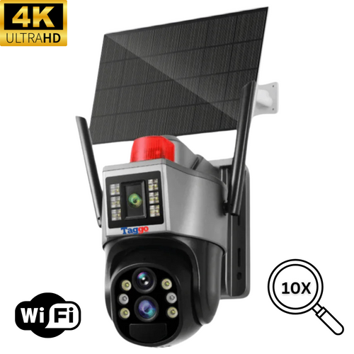 Camera de supraveghere cu panou solar 4K, conexiune WIFI, Zoom 10X, Control din aplicatie, Detectie umana, Urmarire automata, IP66