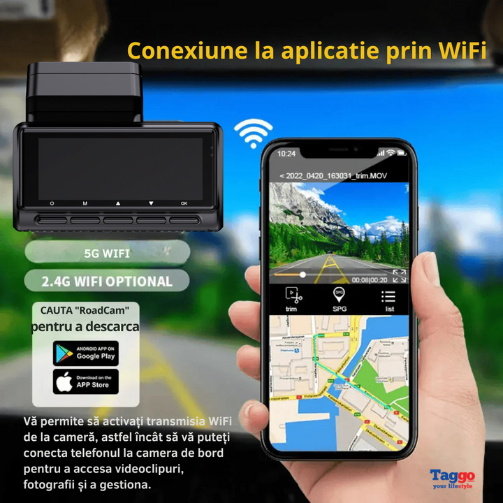 Camera Auto K26S 4K + camera spate 2.5K, WDR, WiFi si GPS integrat, 3,16" IPS, Senzor G - Taggo.ro