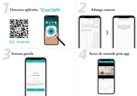 Camera de supraveghere Taggo 4G cu cartele SIM, 6K, zoom 100X, control app, detectie umană și rezistență IP66.