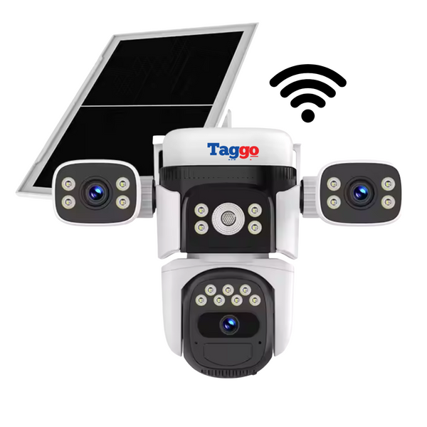 Camera crocodil solar WIFI multi-lentile, 12MP, panou solar, stocare in cloud si SD, Rezistenta la apa IP66, Urmarire persoane