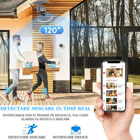 Camera Supraveghere cu Cartela Sim si Panou Solar 4G, Rezolutie 5MP, Rezistenta la Apa, Control din Aplicatie - Taggo.ro