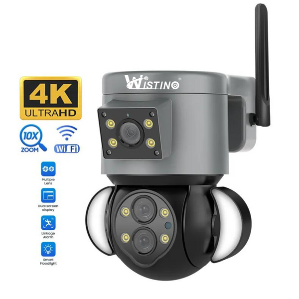 Camera Wifi Supraveghere Wistino 8MP 4K HD, Multiple Lentile, 10X Zoom, Control din Aplicatie - Taggo.ro
