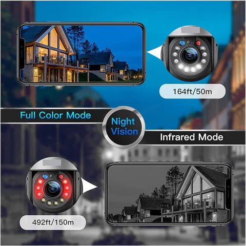 Camera supraveghere 4G 4K Ultra HD Taggo cu zoom optic 99x, rotire din aplicație și rezistență la apă IP66.