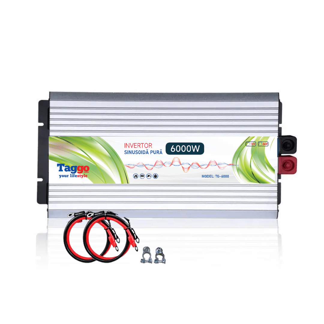 Invertor 6000W 12V-220V Glen cu undă sinus pur pentru rulote, casă și cabană, compatibil cu panouri solare.