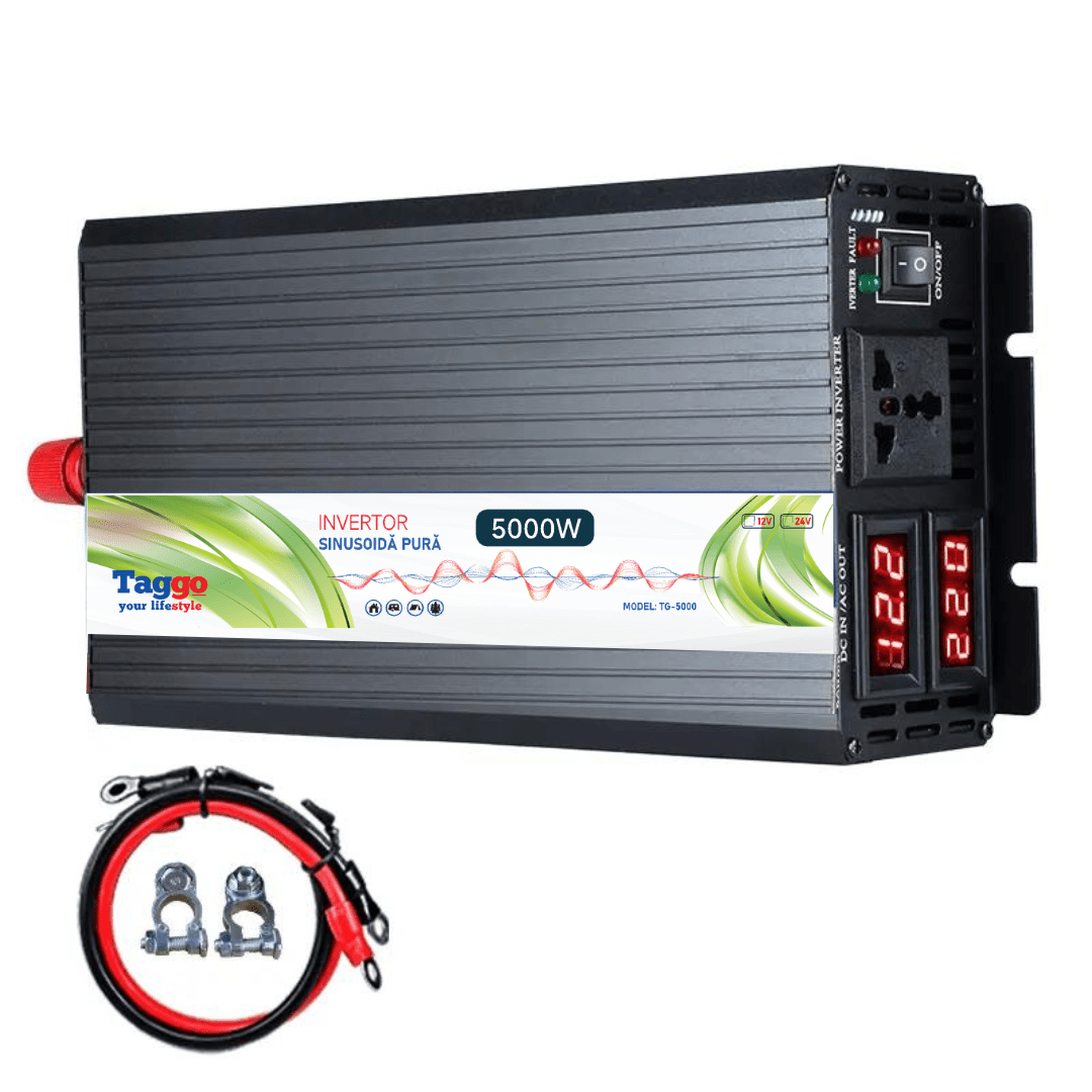 Invertor Glen 5000W 12V-220V cu undă pură pentru rulote, case și cabane, compatibil cu panouri solare, imagine cu design modern