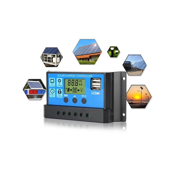 Controler 10A Regulator Solar PWM 12V 24V pentru Panou Fotovoltaic de maxim 260W(24V) cu 2 mufe USB