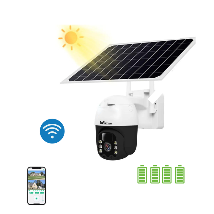 Camera de Supraveghere Solara WIFI 3 MP, Zoom 10X, Full HD 1080p, Panou Solar 9W Rezistenta La Apa IP 66, Alba - Taggo.ro