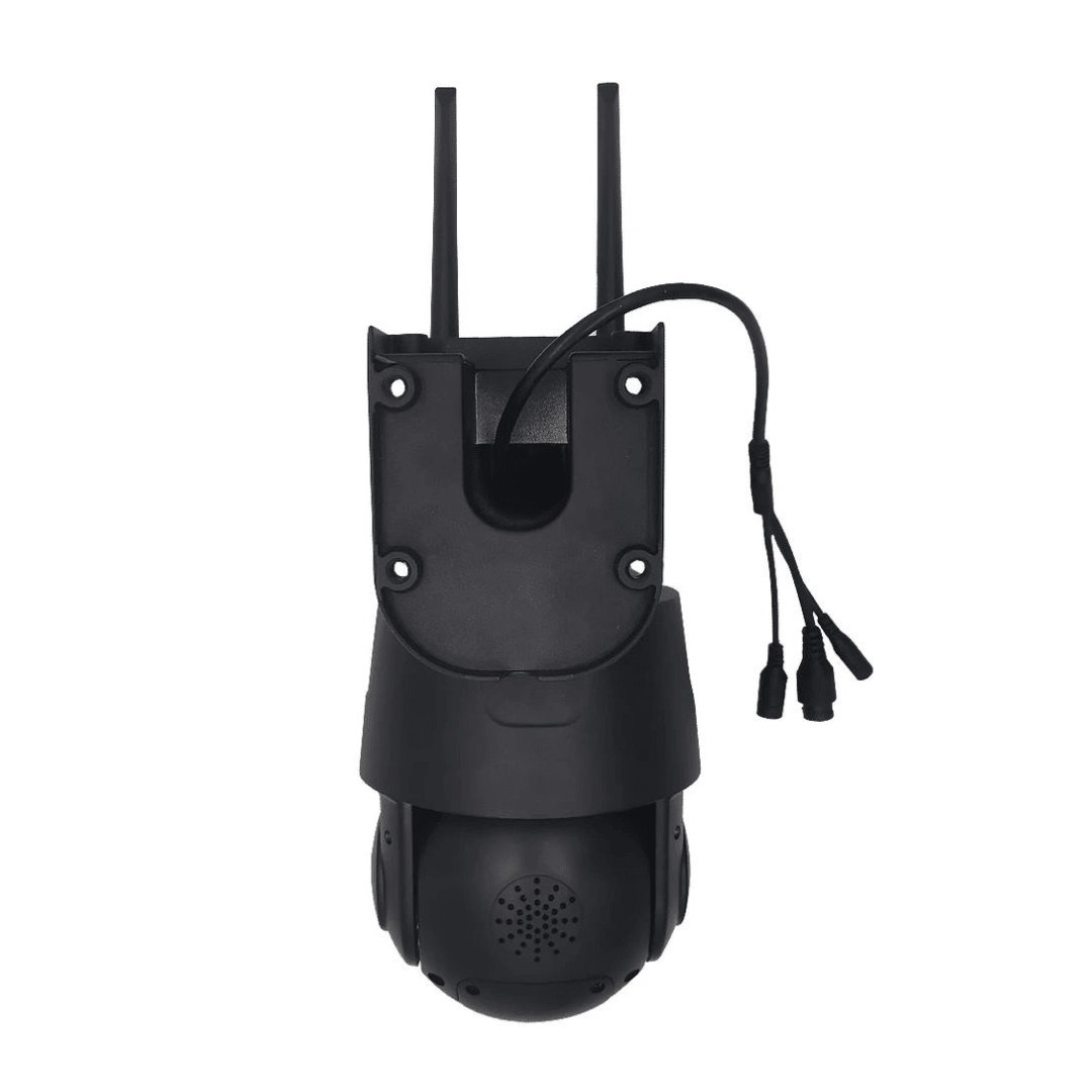 Camera de supraveghere Taggo 4G 4K Ultra HD cu zoom 99X, rotire din aplicație și rezistență IP66, design modern.