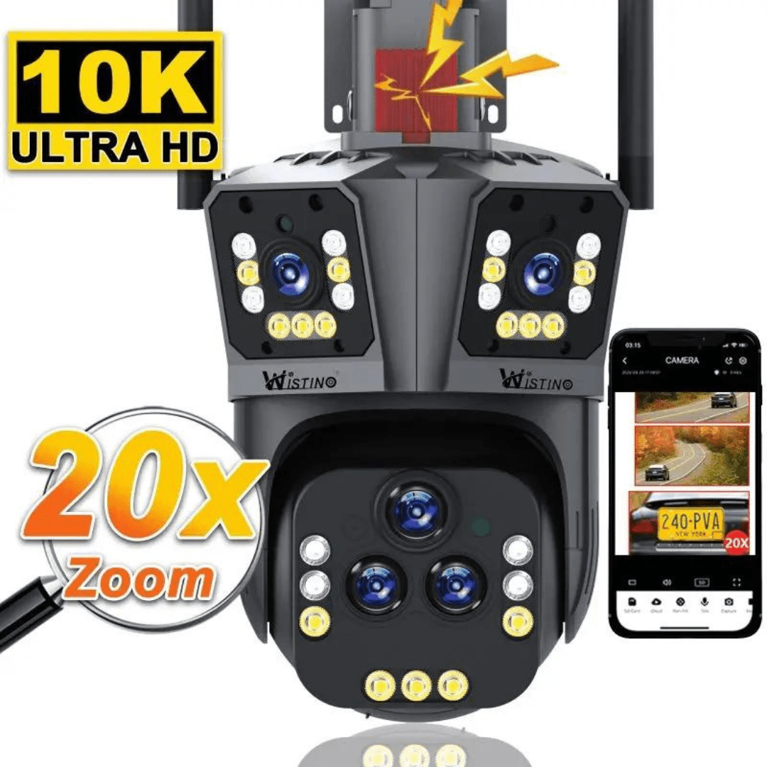 Camera de supraveghere WIFI Taggo 10K, 20MP, zoom 20X, control din aplicație, comunicație bidirecțională, urmărire automată