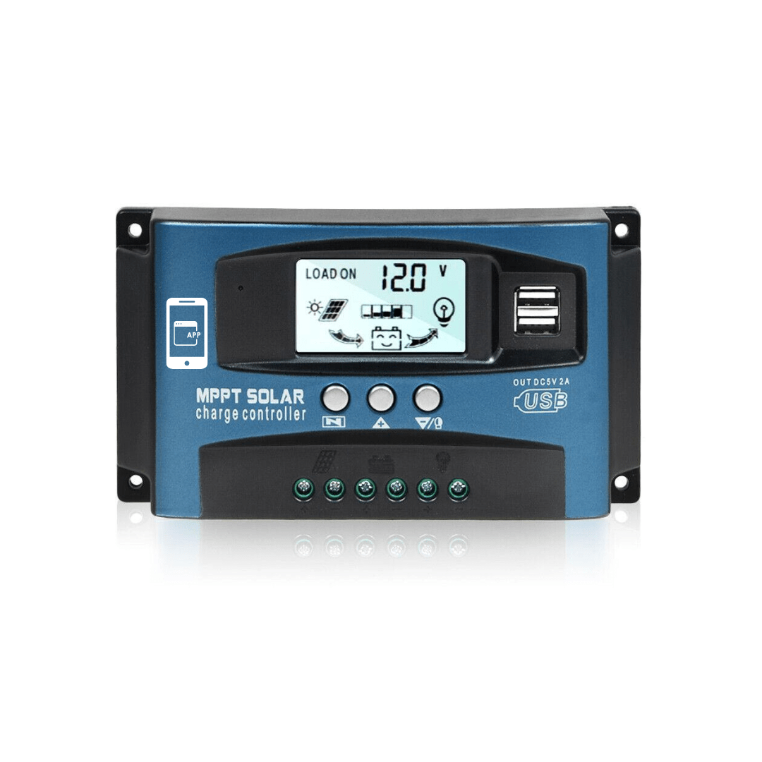 Controler solar Taggo MPPT/PWM 100A, LCD, USB, pentru sisteme 12V-60V, control din aplicație, eficient și durabil.