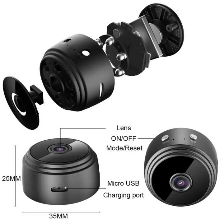 Mini Camera WiFi pentru interior cu acumulator inclus 4K, Unghi 150, aplicatie telefon - Taggo.ro