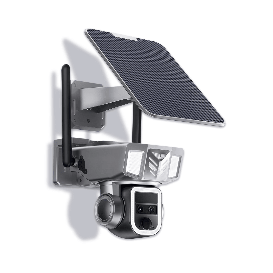 Camera supraveghere 4G Taggo.ro, 2K Ultra HD, duble lentile, zoom optic 20X, încărcare solară, rotire din aplicație, IP66.