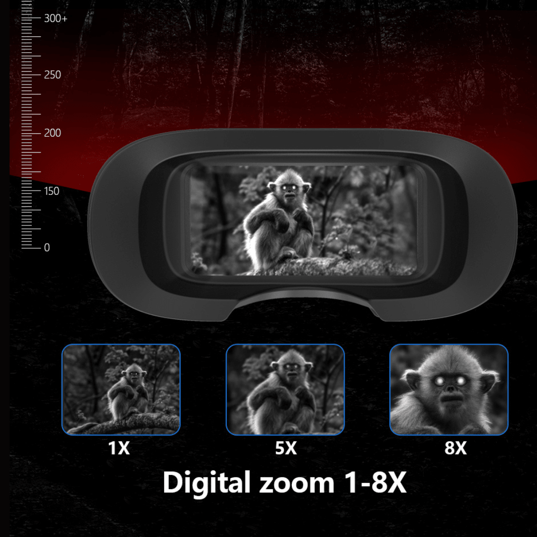 Binoclu digital profesional de vânătoare Taggo.ro cu night vision 4K, zoom 8X și ecran LCD, vedere nocturnă până la 300m, verde