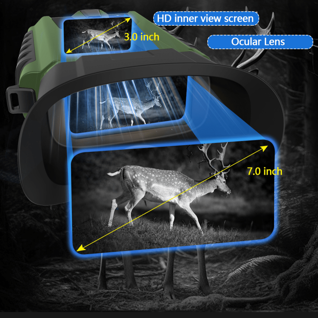 Binoclu digital profesional de vânătoare Taggo.ro, cu vedere nocturnă 300m, zoom 8X, ecran LCD și acumulator, culoare verde
