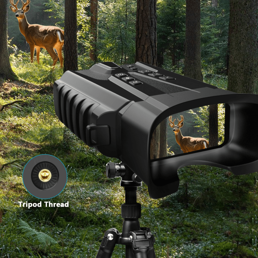 Binoclu digital profesional Taggo.ro cu vedere nocturnă 4K, zoom 8X, ecran LCD și acumulator, verde, pentru vânătoare.