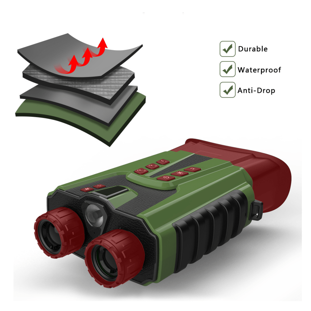 Binoclu digital profesional de vânătoare Taggo.ro cu zoom 8X, vizor night vision, ecran LCD și acumulator, culoare verde