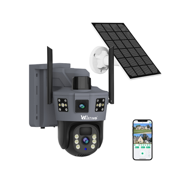 Camera Supraveghere 4G 6K Ultra HD, Dual Camera 12MP, Incarcare Solara, Rotire Din Aplicatie, Rezistenta La Apa IP 66