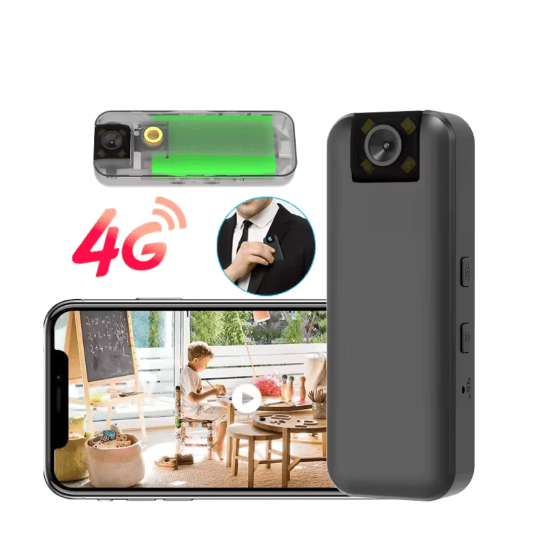 Mini cameră ascunsă Taggo 4K pentru foto și video, compactă, cu acumulator și clips pentru prindere.