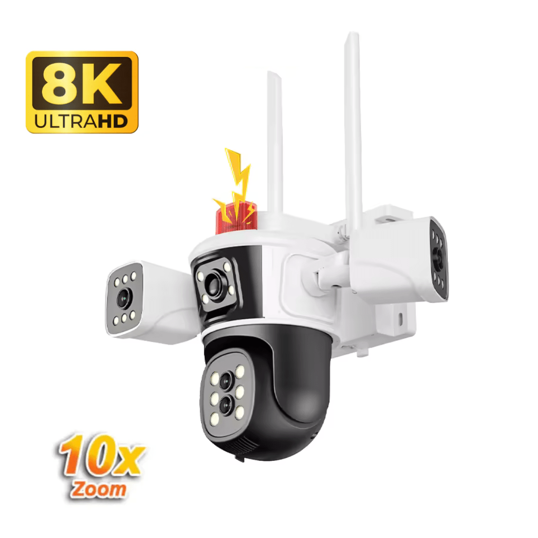 Camera de supraveghere WIFI 8K Crocodil Taggo cu zoom 10X, 16MP, control aplicație și comunicare bidirecțională, multi-lentilă