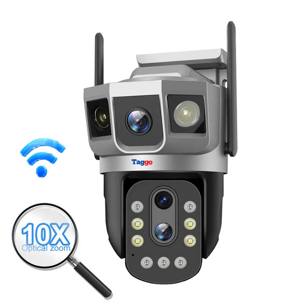 Camera de Supraveghere WIFI, 3 lentile, 6K 12MP, Zoom 10x optic, Notificari, Control din Aplicatie, Urmarire Automata