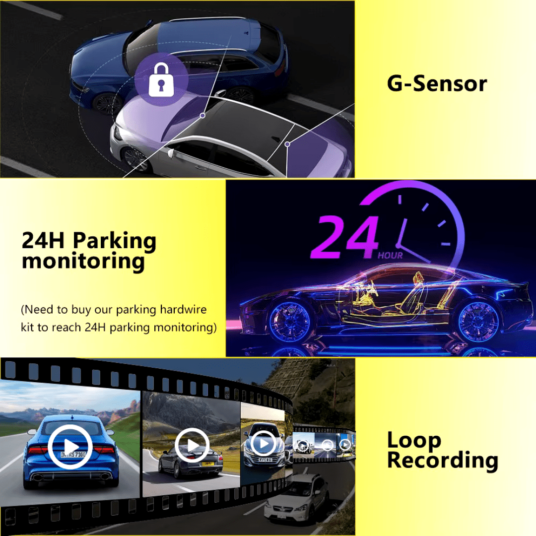 Camera auto 4K cu ecran LCD și cameră spate 1080P, DVR WiFi, GPS și vizionare nocturnă, model Taggo.ro
