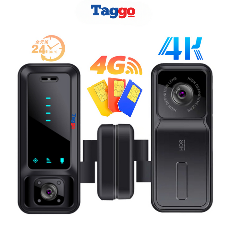 Camera Auto Dubla- Fata si Interior 4K, Cartela SIM 4G, Functionare 24/24, Viziune Nocturna, Comunicare Bidirectionala, GPS - Taggo.ro