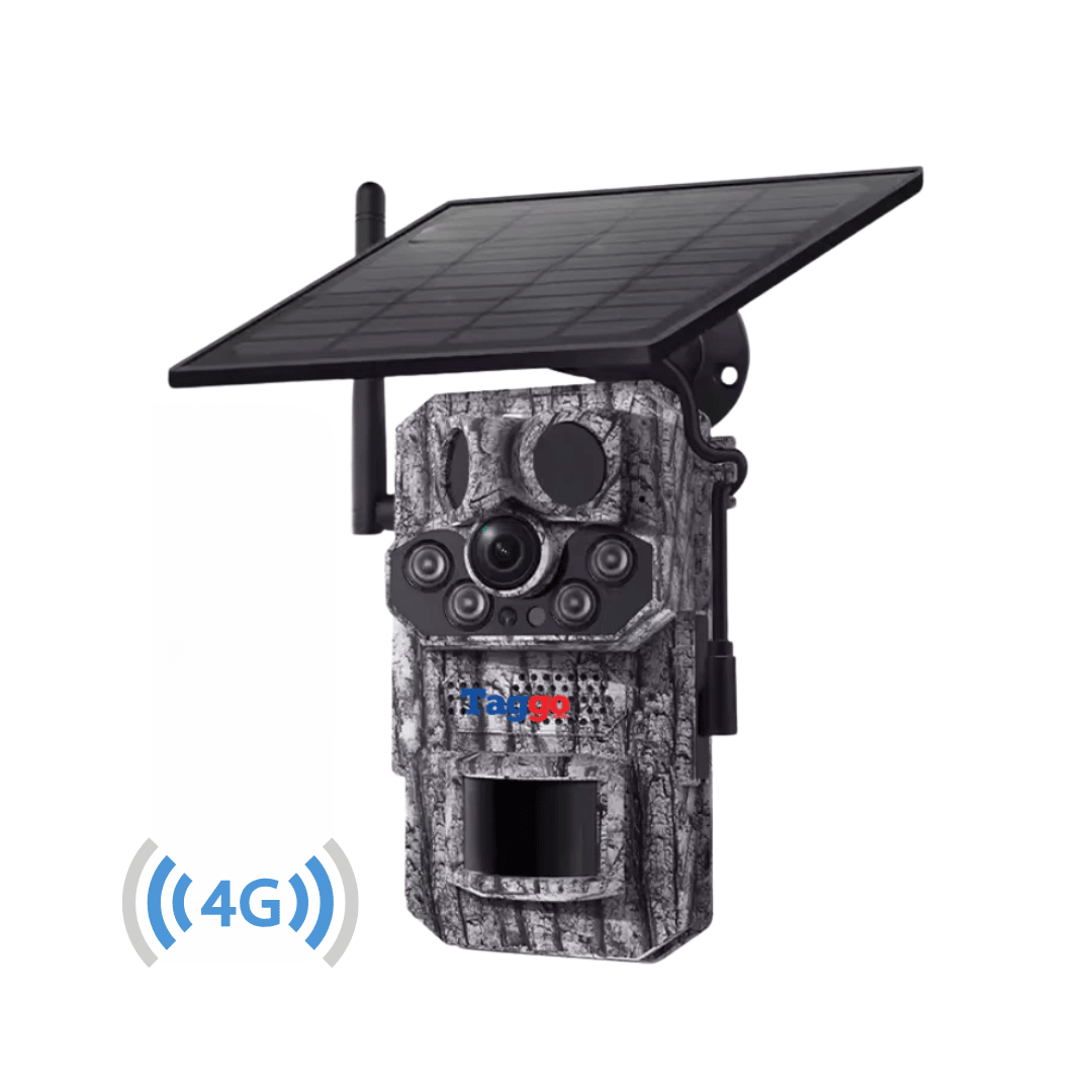 Camera de vânătoare Taggo Conexiune 4G, 5MP, incarcare solară, GPS, rezistentă la apă IP66, cu vizualizare panoramică multi-ecran