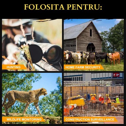 Camera de vânătoare Taggo WISTINO 4G 14 MP, rezoluție video 2.7K, senzor PIR, LED-uri 940nm, control prin aplicație telefon.