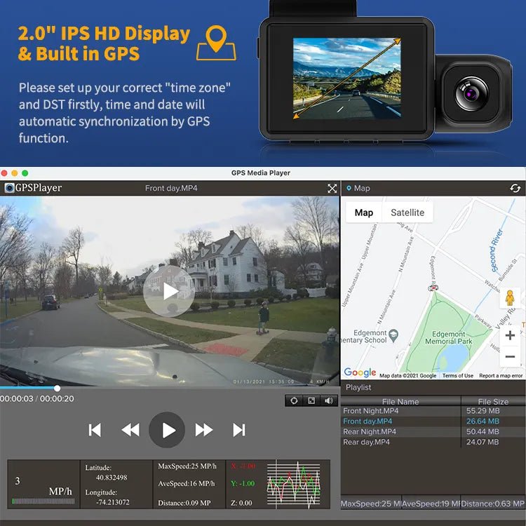 Camera auto 4K Taggo cu ecran LCD, camera spate 2K, interior 1080P, vizionare nocturnă și senzor Sony IMX 335.