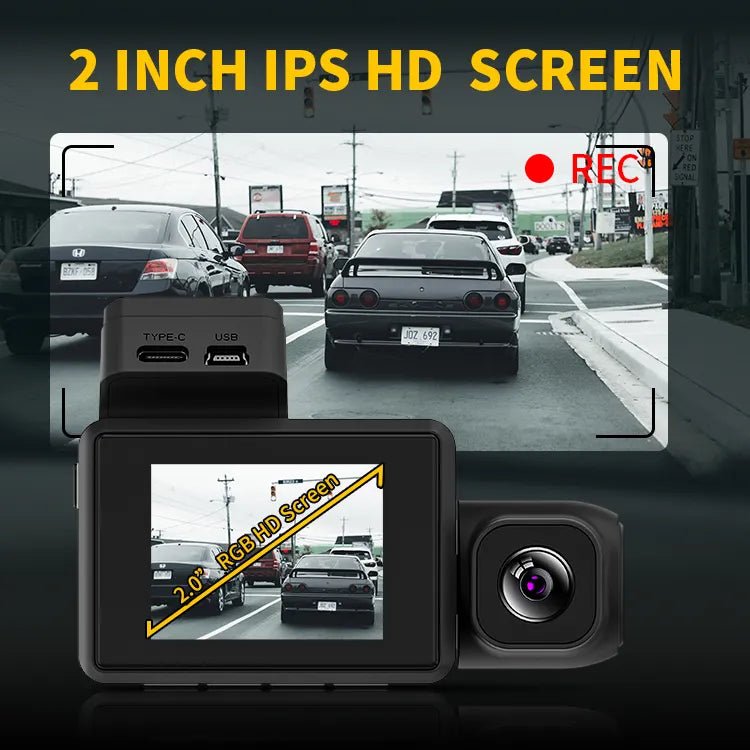 Camera auto 4K Taggo cu ecran LCD, camera spate 2K și interior 1080P, vizionare nocturnă și senzor Sony IMX 335.